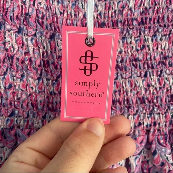 Simply Southern Women’s  Paisley Flared Patterned Purple and Pink Blouse Size XL - Picture 4 of 8